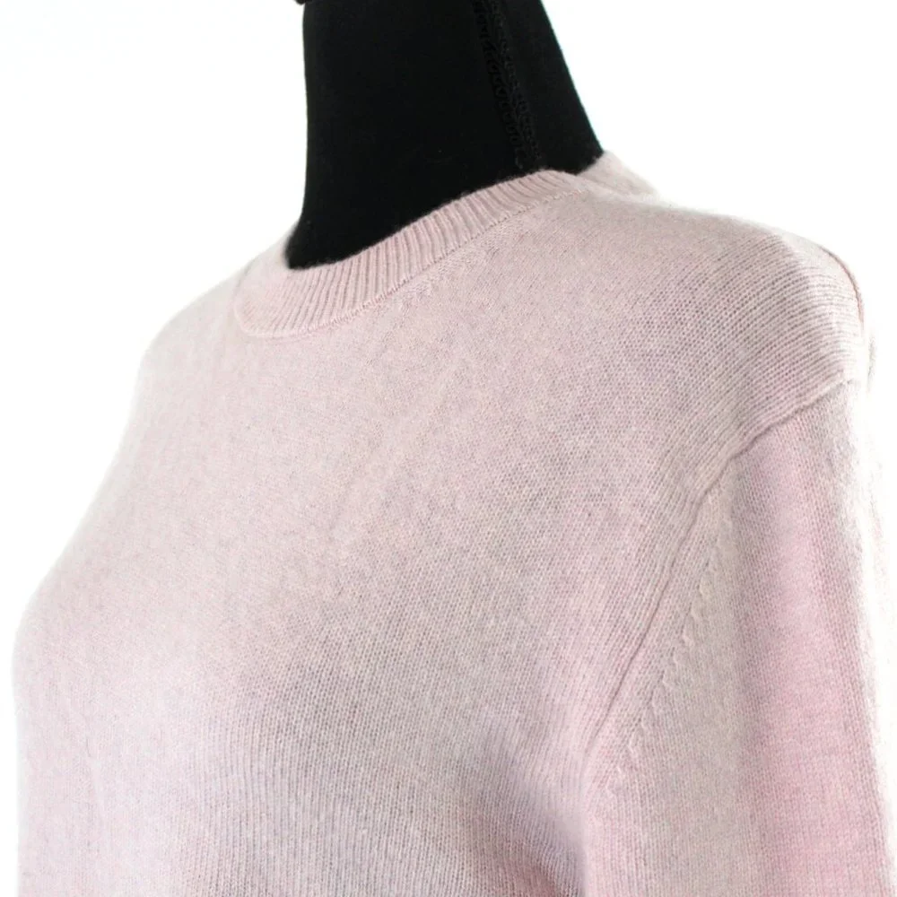 Vince Asymmetrical Pink Cashmere Side Slit Hemline Sweater XS Crewneck Pullover